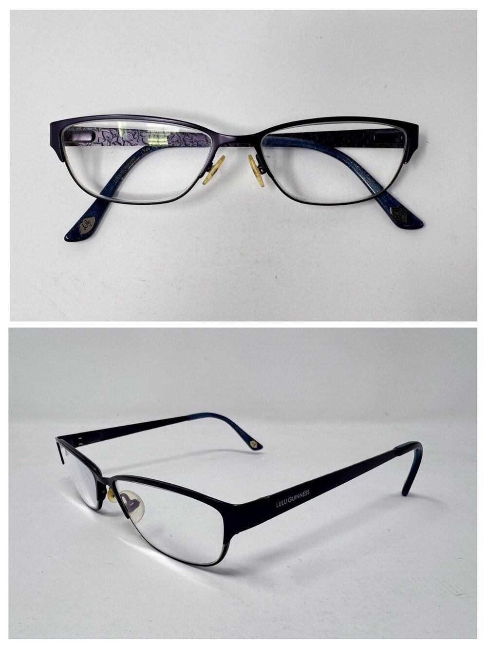 Lulu Guinness L749 Eyeglass Frames Only 51-14-135 Purple Blue Cat Eye